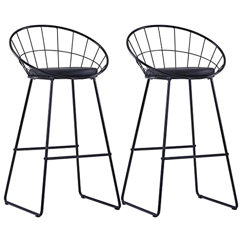 Teenpull Bar Stools Set of 2, Black Faux Leather, Counter Height Chairs for Kitchen Island Dining Room von Teenpull
