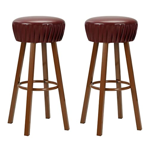 Teenpull Bar Stools Set of 2, Brown Faux Leather Counter Height Chairs for Kitchen Dining Room, Industrial Style Barstools with Footrest Teenpull Bar Stools Set of 2, Brown Faux Leather Counter Height Chairs for Kitchen Dining Room, Industrial Style Barstools with Footrest von Teenpull