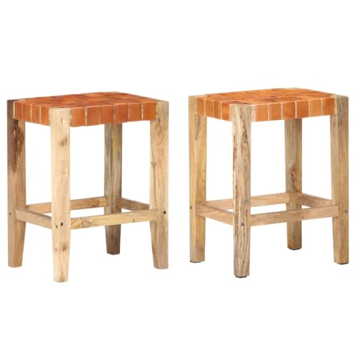 Teenpull Bar Stools Set of 2, Brown Genuine Leather Counter Height Chairs, Comfortable Seating for Kitchen Island & Dining Room Teenpull Bar Stools Set of 2, Brown Genuine Leather Counter Height Chairs, Comfortable Seating for Kitchen Island & Dining Room von Teenpull
