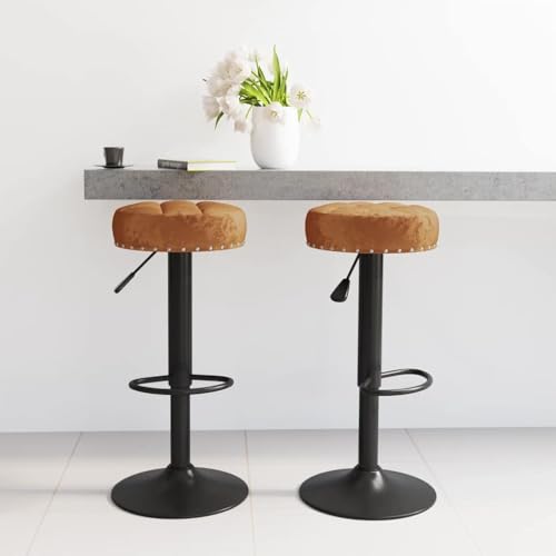 Teenpull Bar Stools Set of 2, Brown Velvet Counter Height Chairs with Adjustable Swivel Seat, Kitchen Dining Room Furniture Teenpull Bar Stools Set of 2, Brown Velvet Counter Height Chairs with Adjustable Swivel Seat, Kitchen Dining Room Furniture von Teenpull