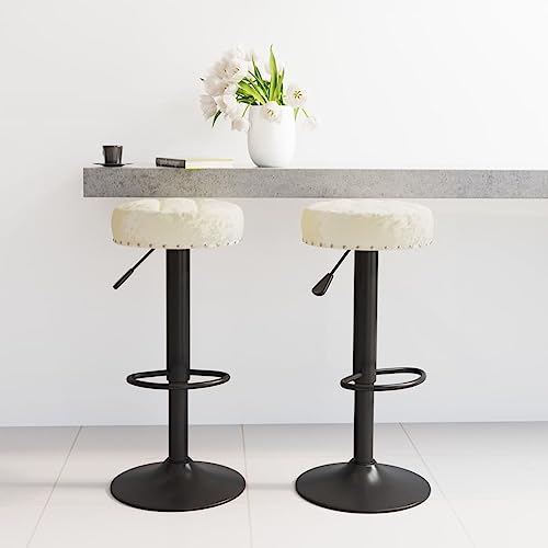Teenpull Bar Stools Set of 2, Cream Velvet Adjustable Counter Height Swivel Chairs for Kitchen Island Dining Room von Teenpull