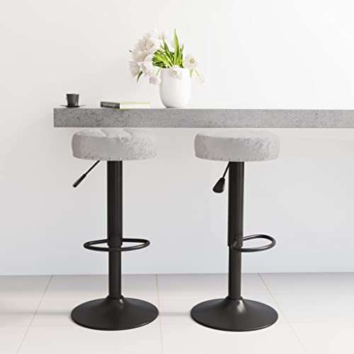Teenpull Bar Stools Set of 2, Grey Velvet Adjustable Counter Height Chairs with Swivel Seat, Kitchen Island Dining Room Furniture von Teenpull