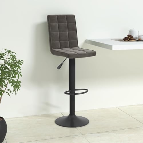 Teenpull Bar Stools Set of 2, Modern Adjustable Swivel Kitchen Counter Chairs with Back, Dark Gray Velvet Seat for Dining Room von Teenpull
