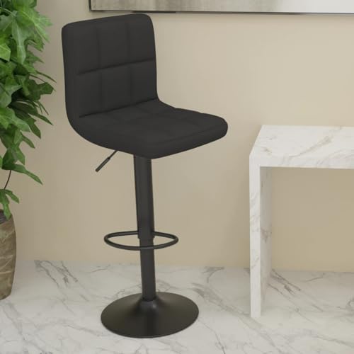 Teenpull Bar Stools Set of 2, Modern Swivel Counter Height Chairs with Backs, Adjustable Kitchen Island Stool for Dining Room, Black Fabric von Teenpull