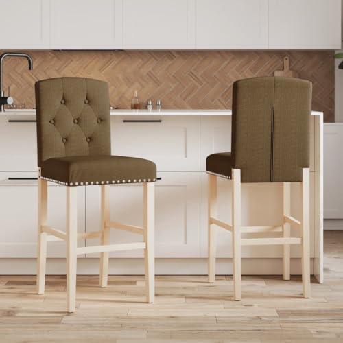 Teenpull Bar Stools Set of 2, Solid Rubberwood and Fabric Counter Height Kitchen Chairs for Dining Room Teenpull Bar Stools Set of 2, Solid Rubberwood and Fabric Counter Height Kitchen Chairs for Dining Room von Teenpull