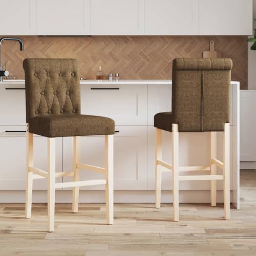 Teenpull Bar Stools Set of 2, Solid Rubberwood & Fabric Upholstered Chairs for Kitchen Dining Room Counter, 75cm Seat Height Teenpull Bar Stools Set of 2, Solid Rubberwood & Fabric Upholstered Chairs for Kitchen Dining Room Counter, 75cm Seat Height von Teenpull