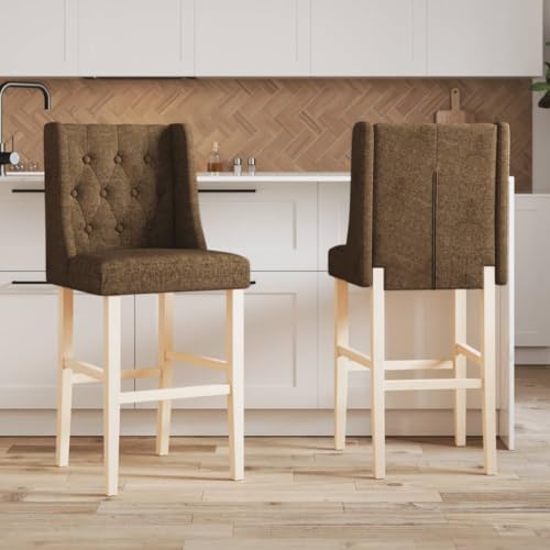 Teenpull Bar Stools Set of 2, Solid Rubberwood & Fabric Upholstered Chairs with Backs, 75cm Seat Height for Kitchen Dining Room Teenpull Bar Stools Set of 2, Solid Rubberwood & Fabric Upholstered Chairs with Backs, 75cm Seat Height for Kitchen Dining Room von Teenpull