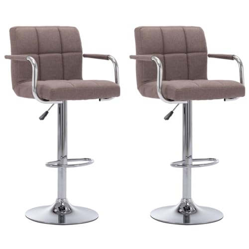 Teenpull Bar Stools Set of 2, Taupe Fabric Adjustable Swivel Chairs for Kitchen Counter or Dining Island von Teenpull