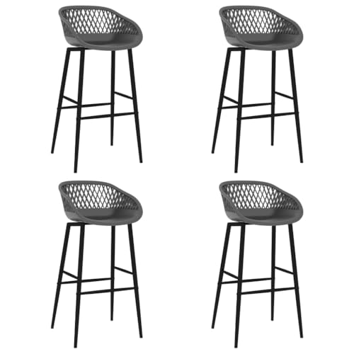 Teenpull Bar Stools Set of 4, Gray Counter Height Chairs with Low Backs, Modern Kitchen Dining Stool for Home Bar Island von Teenpull