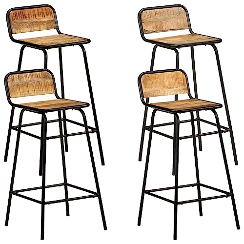 Teenpull Bar Stools Set of 4, Solid Mango Wood Kitchen Counter Chairs, Comfortable Dining Height Seating for Home Island von Teenpull