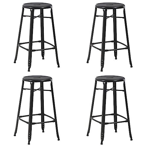 Teenpull Barhocker Set, 4 Stühle aus schwarzem pulverbeschichtetem Stahl, robuste Counter Stools für Küche, Esszimmer von Teenpull
