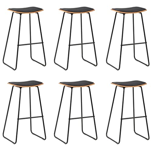 Teenpull Barshocker Set, 6 Stools with Black Faux Leather Seats for Kitchen Counter Dining, Modern Design Teenpull Barshocker Set, 6 Stools with Black Faux Leather Seats for Kitchen Counter Dining, Modern Design von Teenpull