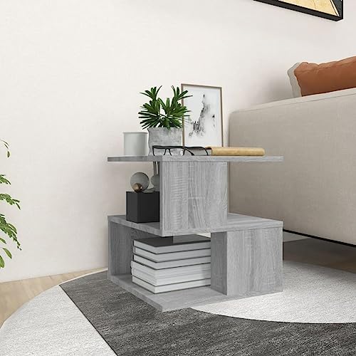 Teenpull Beistelltisch Grau Sonoma 40x40x40 cm, Moderner Couchtisch mit offenem Stauraum, Langlebiger Holzwerkstoff für Wohnzimmer von Teenpull