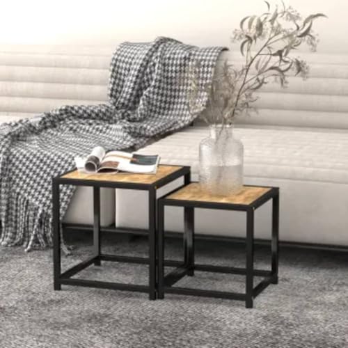 Teenpull Beistelltische 2er Set, Modern Schwarz Gelb, Robuste MDF & Stahl Couchtische für Wohnzimmer und Schlafzimmer, Vielseitige Ablagetische Teenpull Beistelltische 2er Set, Modern Schwarz Gelb, Robuste MDF & Stahl Couchtische für Wohnzimmer und Schlafzimmer, Vielseitige Ablagetische von Teenpull
