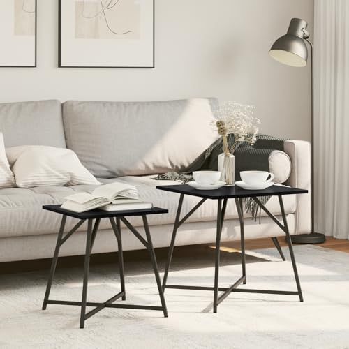 Teenpull Beistelltische 2er-Set Schwarz Eiche, minimalistisches Design, stabile Holz-Metall-Konstruktion für Wohnzimmer und Schlafzimmer Teenpull Beistelltische 2er-Set Schwarz Eiche, minimalistisches Design, stabile Holz-Metall-Konstruktion für Wohnzimmer und Schlafzimmer von Teenpull