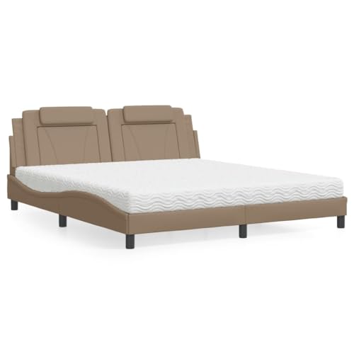 Teenpull Bett Viana mit Matratze, Cappuccino-Braun 180x200 cm, Kunstleder-Polsterung, modernes Design für Schlafzimmer, inklusive Kopfteil und Schaumstoffmatratze, Stabiler Rahmen Teenpull Bett Viana mit Matratze, Cappuccino-Braun 180x200 cm, Kunstleder-Polsterung, modernes Design für Schlafzimmer, inklusive Kopfteil und Schaumstoffmatratze, Stabiler Rahmen von Teenpull