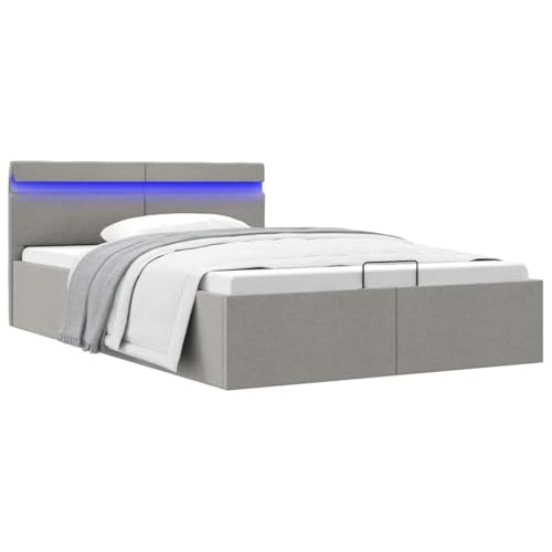 Teenpull Bett mit Bettkasten, hydraulisch, LED-Beleuchtung, Hellgrauer Stoffbezug, 140x200 cm Schlafzimmer-Möbel mit Stauraum Teenpull Bett mit Bettkasten, hydraulisch, LED-Beleuchtung, Hellgrauer Stoffbezug, 140x200 cm Schlafzimmer-Möbel mit Stauraum von Teenpull