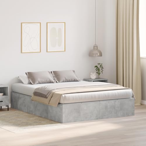 Teenpull Bettgestell 140x200 cm mit integriertem Stauraum, Robustes Plattform Bett aus Naturbeton, modernes Design für Schlafzimmer, einfache Montage von Teenpull