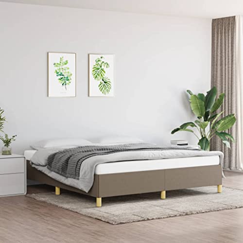 Teenpull Bettgestell 160x200 cm Taupe Stoffbezug ohne Matratze - Modernes Polsterbett, Stabiler Plattform Rahmen aus Sperrholz, langlebiges Doppelbett für erholsamen Schlaf im Schlafzimmer von Teenpull