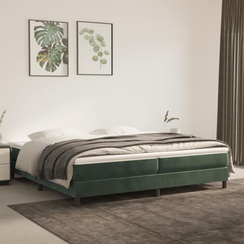 Teenpull Bettgestell 200x200 cm, dunkelgrün, luxuriöser Samt-Polsterung, Robustes Holz-Bettrahmen, stabile Lattenrost-Unterstützung für erholsamen Schlaf im Schlafzimmer von Teenpull