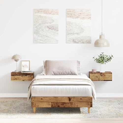 Teenpull Bettgestell Altholz-Optik 75x190cm Holzwerkstoff Bettrahmen mit robustem Lattenrost Plattform, Stabiles Bett Möbel für Matratze, Langlebige Basis für erholsamen Schlaf im Schlafzimmer. von Teenpull