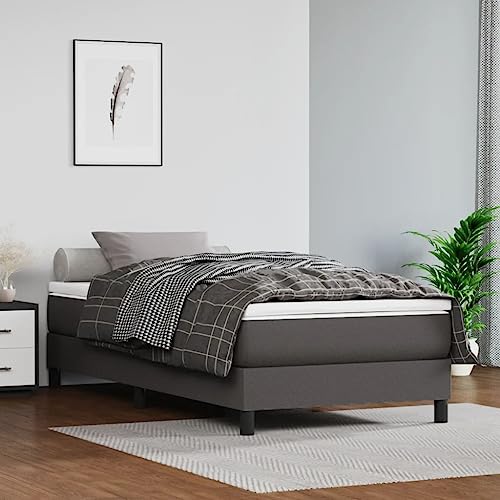 Teenpull Bettgestell Grau 80x200 cm, Kunstleder Polsterbett mit Lattenrost, stabilen Stützbeinen, modernes Design für Schlafzimmer, langlebiges Einzelbett von Teenpull