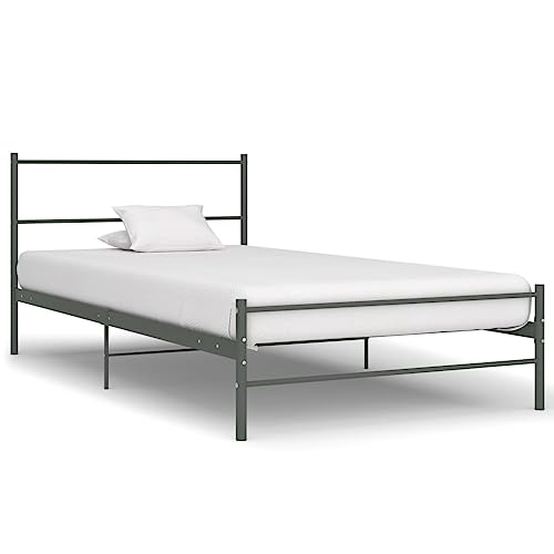 Teenpull Bettgestell Grau Metall 100 x 200 cm, Einzelbett mit stabilem Rahmen, pulverbeschichtet, ideal für Schlafzimmer, inklusive Lattenrost, langlebiges Wohnmöbel Teenpull Bettgestell Grau Metall 100 x 200 cm, Einzelbett mit stabilem Rahmen, pulverbeschichtet, ideal für Schlafzimmer, inklusive Lattenrost, langlebiges Wohnmöbel von Teenpull