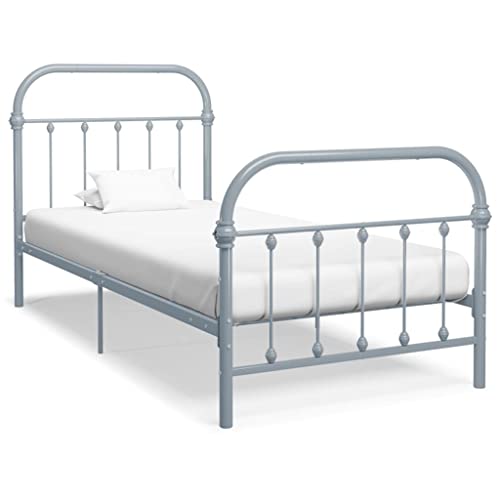 Teenpull Bettgestell Grau Metall 90×200 cm, Einzelbett Jugendbett mit Kopfteil, Robuster Lattenrost für Schlafzimmer, Modernes Design Teenpull Bettgestell Grau Metall 90×200 cm, Einzelbett Jugendbett mit Kopfteil, Robuster Lattenrost für Schlafzimmer, Modernes Design von Teenpull
