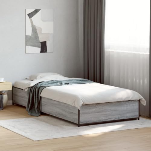 Teenpull Bettgestell Grau Sonoma 100x200 cm, Robustes Holzwerkstoff- und Metall-Bettrahmen für erholsamen Schlaf, stabile Plattform-Unterstützung Teenpull Bettgestell Grau Sonoma 100x200 cm, Robustes Holzwerkstoff- und Metall-Bettrahmen für erholsamen Schlaf, stabile Plattform-Unterstützung von Teenpull