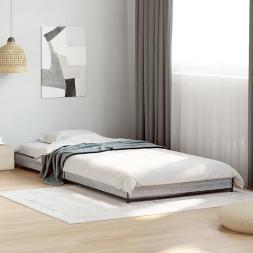 Teenpull Bettgestell Grau Sonoma 75x190 cm aus robustem Holzwerkstoff und stabilem Metall, als Moderne Schlafzimmer Möbel Plattform für erholsamen Schlaf, mit Solider Matratzen Basis Unterbau Teenpull Bettgestell Grau Sonoma 75x190 cm aus robustem Holzwerkstoff und stabilem Metall, als Moderne Schlafzimmer Möbel Plattform für erholsamen Schlaf, mit Solider Matratzen Basis Unterbau von Teenpull