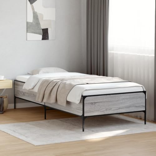 Teenpull Bettgestell Grau Sonoma 90x200 cm aus Holzwerkstoff und Metall, stabiles Einzelbett mit Sperrholzlatten für erholsamen Schlaf im Schlafzimmer, modernes Design Teenpull Bettgestell Grau Sonoma 90x200 cm aus Holzwerkstoff und Metall, stabiles Einzelbett mit Sperrholzlatten für erholsamen Schlaf im Schlafzimmer, modernes Design von Teenpull