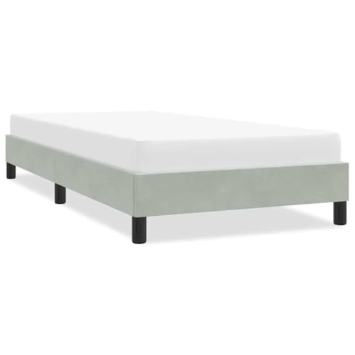 Teenpull Bettgestell Hellgrau 90x210 cm, Samt Polsterrahmen ohne Matratze, Komfortables gepolstertes Möbelstück für erholsamen Schlaf, stabile Plattform Basis mit Lattenrost Teenpull Bettgestell Hellgrau 90x210 cm, Samt Polsterrahmen ohne Matratze, Komfortables gepolstertes Möbelstück für erholsamen Schlaf, stabile Plattform Basis mit Lattenrost von Teenpull