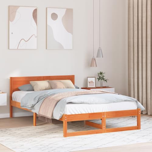 Teenpull Bettgestell Massivholz Kiefer, gewachst Braun, 120 x 200 cm, Robustes Bettrahmen für Schlafzimmer, modernes Design von Teenpull