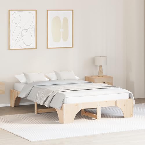 Teenpull Bettgestell Massivholz Kiefer 120 x 200 cm, Natürliches Bed Frame mit slats, Sturdy Platform für Bedroom von Teenpull