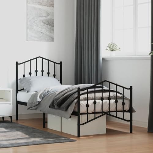 Teenpull Bettgestell Metall Schwarz 75x190 cm mit Kopf- und Fußteil, robuste Plattform für Schlafzimmer, stabiles Rahmen Möbel für Matratze, mit Stauraum und Rückenlehne Teenpull Bettgestell Metall Schwarz 75x190 cm mit Kopf- und Fußteil, robuste Plattform für Schlafzimmer, stabiles Rahmen Möbel für Matratze, mit Stauraum und Rückenlehne von Teenpull