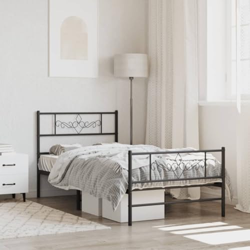Teenpull Bettgestell Metall Schwarz 90x200 cm, Robustes Stahl Plattform Bettrahmen mit Kopf- und Fußteil, Modernes Schlafzimmer Möbel für Matratzen Unterstützung und extra Stauraum Teenpull Bettgestell Metall Schwarz 90x200 cm, Robustes Stahl Plattform Bettrahmen mit Kopf- und Fußteil, Modernes Schlafzimmer Möbel für Matratzen Unterstützung und extra Stauraum von Teenpull