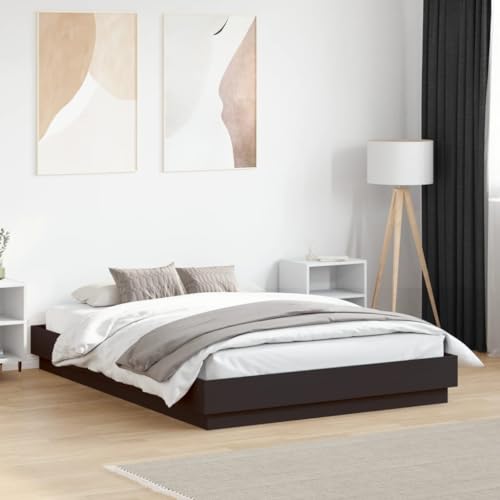 Teenpull Bettgestell Schwarz 120x190 cm, Stabiler Holzwerkstoff, Moderne Plattform-Optik, Robustes Rahmen-Design für Schlafzimmer Teenpull Bettgestell Schwarz 120x190 cm, Stabiler Holzwerkstoff, Moderne Plattform-Optik, Robustes Rahmen-Design für Schlafzimmer von Teenpull
