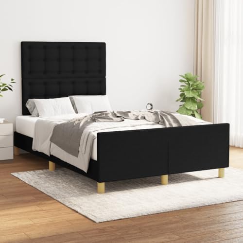 Teenpull Bettgestell Schwarz 120x190 cm, Stoff gepolstert, höhenverstellbares Kopfteil, Moderne Plattform für Matratze, langlebiger Rahmen für stabilen und erholsamen Schlaf Teenpull Bettgestell Schwarz 120x190 cm, Stoff gepolstert, höhenverstellbares Kopfteil, Moderne Plattform für Matratze, langlebiger Rahmen für stabilen und erholsamen Schlaf von Teenpull