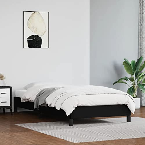 Teenpull Bettgestell Schwarz 90x190 cm, Kunstleder Polsterbett mit Lattenrost, Stabiler Einzelbett Rahmen für Schlafzimmer Möbel, Plattform Bettrahmen ohne Matratze von Teenpull