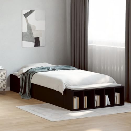 Teenpull Bettgestell Schwarz 90x200 cm, Robustes Holzwerkstoff Einzelbett mit Stauraumfächern, modernes Design für Schlafzimmer, inklusive Lattenrost Teenpull Bettgestell Schwarz 90x200 cm, Robustes Holzwerkstoff Einzelbett mit Stauraumfächern, modernes Design für Schlafzimmer, inklusive Lattenrost von Teenpull