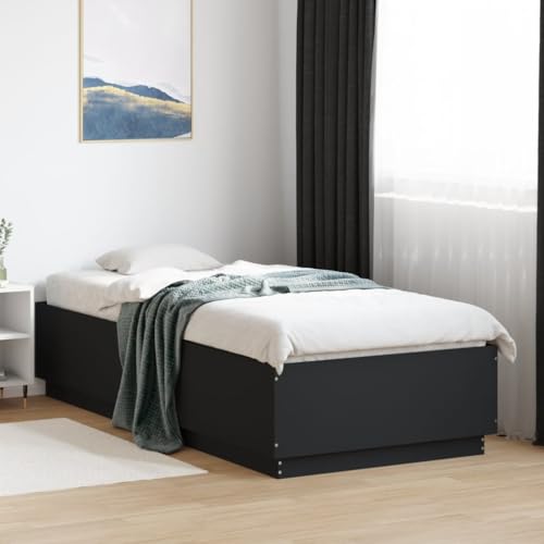 Teenpull Bettgestell Schwarz 90x200 cm aus robustem Holzwerkstoff, Stabiler Plattform Bettrahmen für Matratzen, modernes Design für erholsamen Schlaf im Schlafzimmer Teenpull Bettgestell Schwarz 90x200 cm aus robustem Holzwerkstoff, Stabiler Plattform Bettrahmen für Matratzen, modernes Design für erholsamen Schlaf im Schlafzimmer von Teenpull