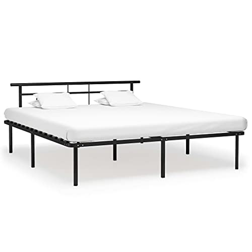 Teenpull Bettgestell Schwarz Metall 200x200 cm, Robustes Plattform-Doppelbett mit Lattenrost, Stabiles Schlafzimmer-Möbel für Erwachsene, Elegantes Design Teenpull Bettgestell Schwarz Metall 200x200 cm, Robustes Plattform-Doppelbett mit Lattenrost, Stabiles Schlafzimmer-Möbel für Erwachsene, Elegantes Design von Teenpull