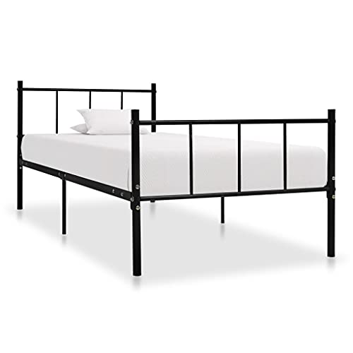 Teenpull Bettgestell Schwarz Metall 90x200 cm, Robustes Einzelbett mit Lattenrost, langlebiger Plattform-Bettrahmen für Schlafzimmer, einfache Montage, Stabiler Stand Teenpull Bettgestell Schwarz Metall 90x200 cm, Robustes Einzelbett mit Lattenrost, langlebiger Plattform-Bettrahmen für Schlafzimmer, einfache Montage, Stabiler Stand von Teenpull