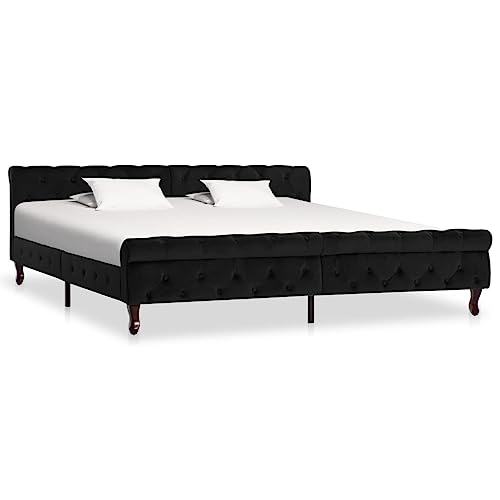 Teenpull Bettgestell Schwarz Samt 200 x 200 cm, Modernes Polsterbett mit Lattenrost, Kiefernholz-Beinen, Stabile Schlafzimmer-Möbel für Erwachsene Teenpull Bettgestell Schwarz Samt 200 x 200 cm, Modernes Polsterbett mit Lattenrost, Kiefernholz-Beinen, Stabile Schlafzimmer-Möbel für Erwachsene von Teenpull