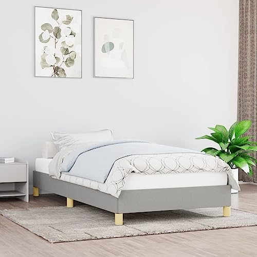 Teenpull Bettgestell Stoff Hellgrau 80x200 cm, Gepolsterter Plattform Bettrahmen mit Sperrholz Lattenrost, Stabile Basis ohne Matratze für erholsamen Schlaf, Robustes Schlafzimmer Möbel 203x83x25cm Teenpull Bettgestell Stoff Hellgrau 80x200 cm, Gepolsterter Plattform Bettrahmen mit Sperrholz Lattenrost, Stabile Basis ohne Matratze für erholsamen Schlaf, Robustes Schlafzimmer Möbel 203x83x25cm von Teenpull