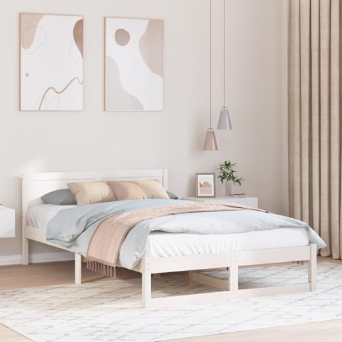 Teenpull Bettgestell Weiß Holz 120 x 200 cm, Robustes Bett mit Lattenrost, Modernes Plattform-Design für Schlafzimmer Teenpull Bettgestell Weiß Holz 120 x 200 cm, Robustes Bett mit Lattenrost, Modernes Plattform-Design für Schlafzimmer von Teenpull