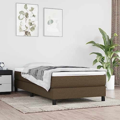 Teenpull Bettgestell für erholsamen Schlaf, Dunkelbraun, 90x190 cm, Stoffbezug mit stabilen Sperrholzlatten, Robustes Plattform-Design für Einzelbetten von Teenpull