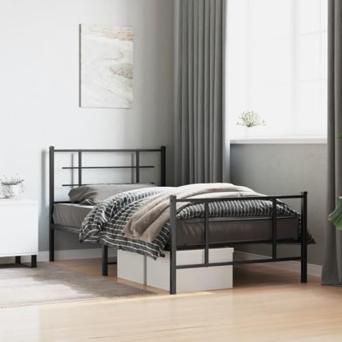 Teenpull Bettgestell mit Kopf- und Fußteil, Metall Schwarz 100x200 cm, Robustes Einzelbett für Schlafzimmer, Stabiler Bettrahmen mit Lattenrost, langlebige Plattform-Basis Teenpull Bettgestell mit Kopf- und Fußteil, Metall Schwarz 100x200 cm, Robustes Einzelbett für Schlafzimmer, Stabiler Bettrahmen mit Lattenrost, langlebige Plattform-Basis von Teenpull