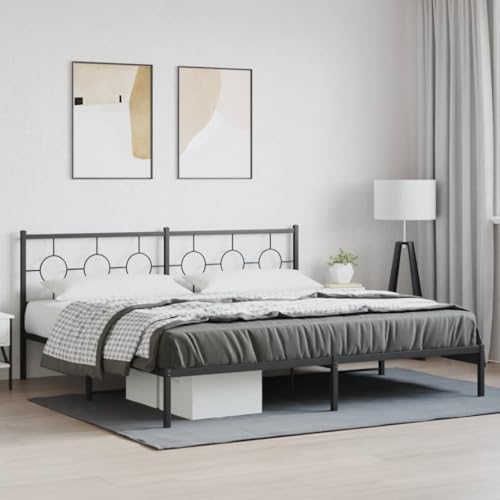 Teenpull Bettgestell mit Kopfteil, Robustes Metallbett in Schwarz, 200x200 cm, Plattform-Design für Matratzenunterstützung, extra Stauraum, Stabiler Bettrahmen Teenpull Bettgestell mit Kopfteil, Robustes Metallbett in Schwarz, 200x200 cm, Plattform-Design für Matratzenunterstützung, extra Stauraum, Stabiler Bettrahmen von Teenpull
