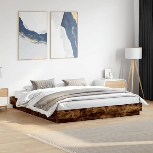 Teenpull Bettgestell mit LED-Beleuchtung in Räuchereiche-Optik, 200x200 cm, Robustes Doppelbett mit Sperrholzlatten für erholsamen Schlaf, modernes Schlafzimmermöbel-Set Teenpull Bettgestell mit LED-Beleuchtung in Räuchereiche-Optik, 200x200 cm, Robustes Doppelbett mit Sperrholzlatten für erholsamen Schlaf, modernes Schlafzimmermöbel-Set von Teenpull